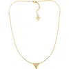 Guess Pavé Cubic Zirconia Triangle Pendant Necklace In Goldtone