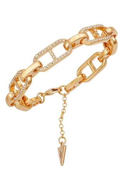 Guess Pavé Mariner Chain Bracelet In Gold