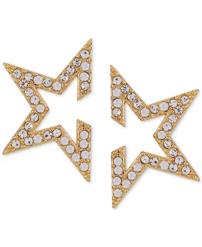 Guess Pave Rhinestone Open Partial Star Stud Earrings