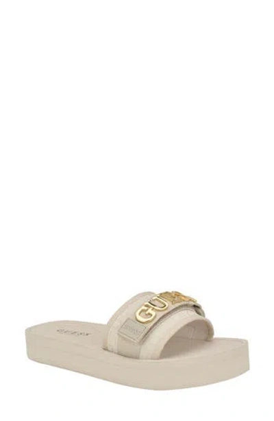 Guess Peers Slide Sandal In Neutral