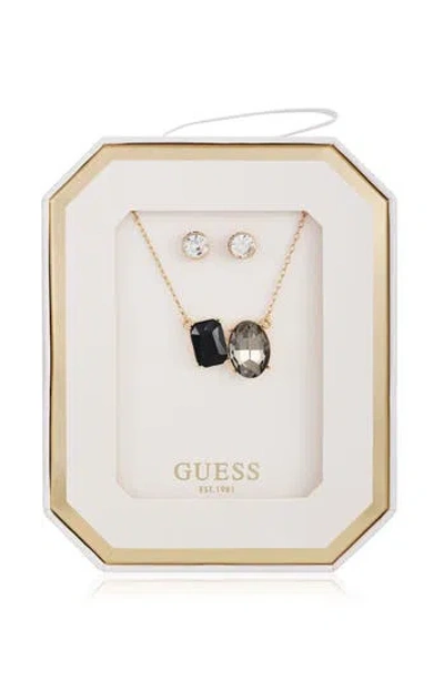 Guess Pendant Necklace & Stud Earrings Set In Gold