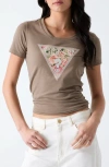 Guess Peony Triangle Graphic T-shirt In Brown