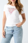 Guess Peony Triangle Graphic T-shirt In White