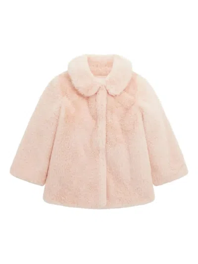 Guess Babies' Peter-pan Collar Faux-fur Jackets In Pink