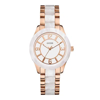 Guess Pink Steel And Polycarbonate Watch In Gold