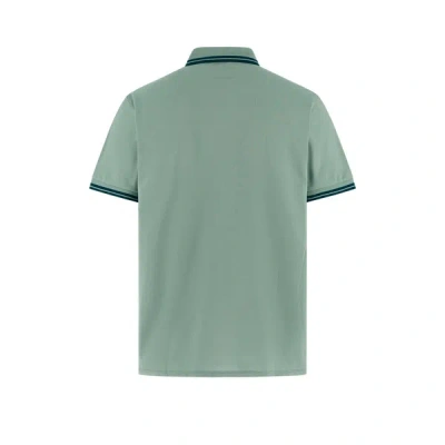 Guess Plain Polo Shirt With Striped Collar In Green