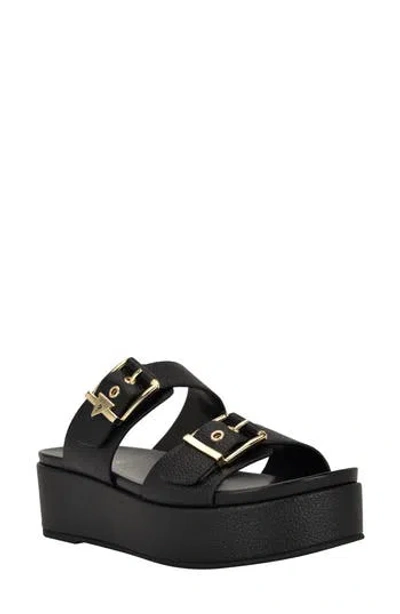 Guess Platform Slide Sandal In Black