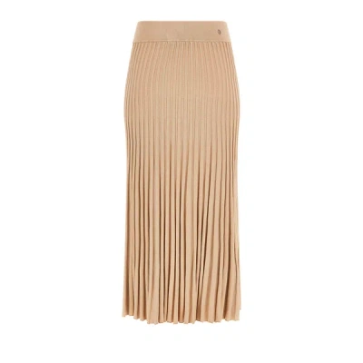Guess Pleated Knit Skirt In Neutral