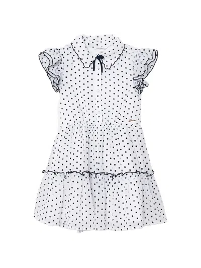 Guess Kids' Polka-dot Ruffled Dress In White
