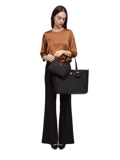 Guess Polyester Tote Bag In Black