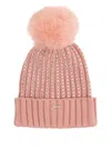 Guess Girls Knitted Pom Pom Hat In Neutral