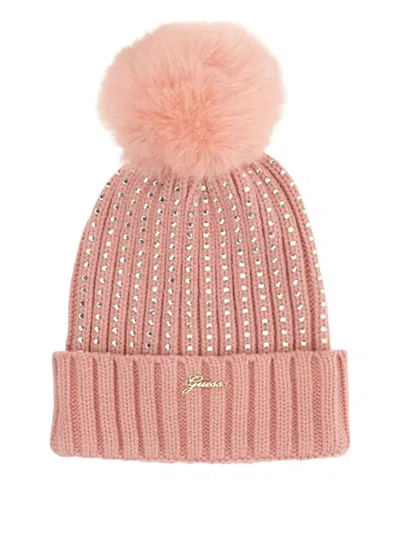 GUESS POM-POM EMBELLISHED BEANIE