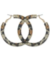 Guess Silver-tone And Aqua Sparkle Hoop Earring In Black Multi