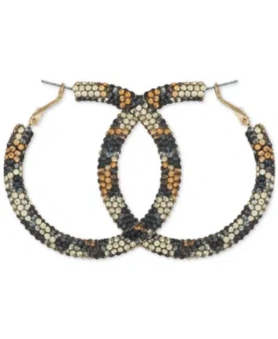 Guess Silver-tone And Aqua Sparkle Hoop Earring In Black Multi