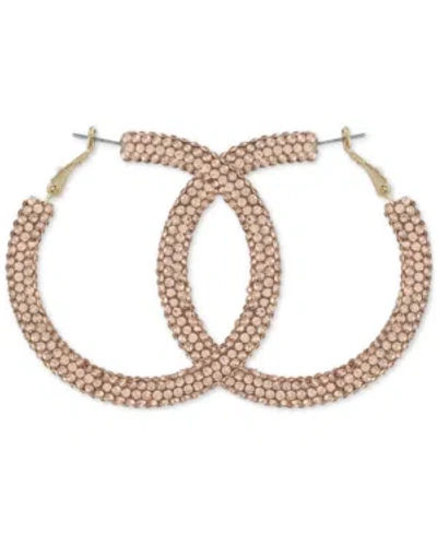 Guess Silver-tone And Aqua Sparkle Hoop Earring In Pink