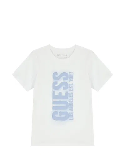 Guess Kids' Print Short-sleeve T-shirt In White