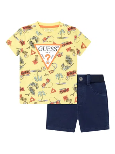 Guess Babies' Printed Short Set In Yellow