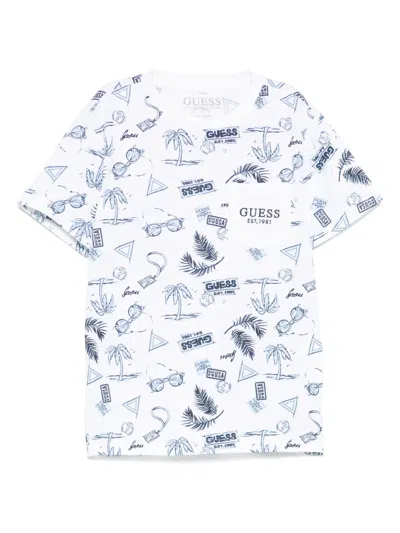 Guess Kids' Printed T-shirt In White