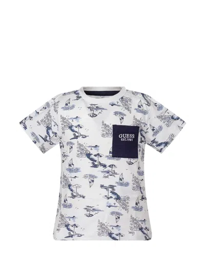 Guess Kids' Printed T-shirt In White