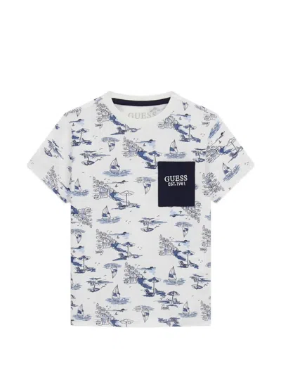 Guess Kids' Printed T-shirt In White