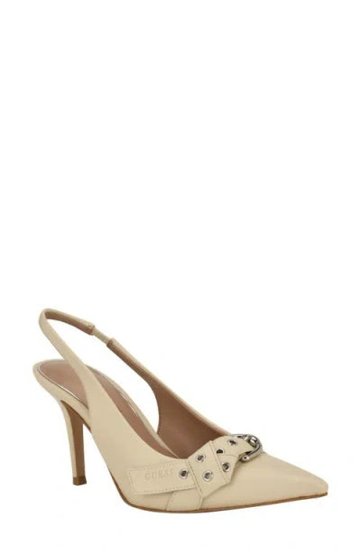 Guess Prissie Slingback Pointed Toe Pump In Brown