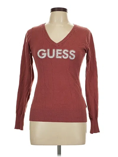Pre-owned Guess Pullover Sweater In Burgundy