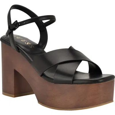 Guess Qeelin Ankle Strap Platform Sandal In Black