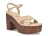Guess Qeelin Ankle Strap Platform Sandal In Brown
