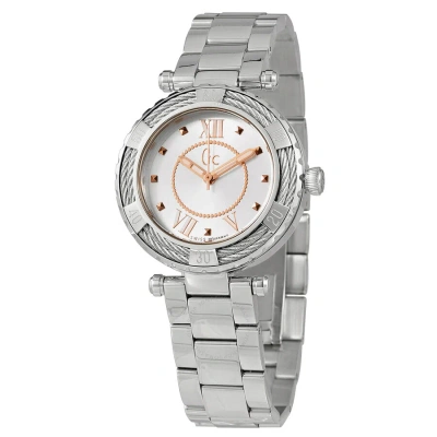 Guess Quartz Silver Dial Ladies Watch Y41001l1 In Gold Tone / Rose / Rose Gold Tone / Silver