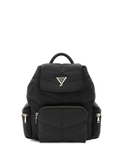 Guess Kids' Quilted Logo-plaque Backpack In Black