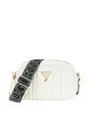 Guess Quilted Logo-strap Shoulder Bag In White