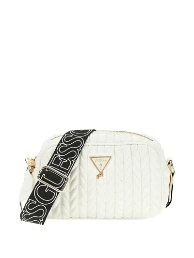 Guess Kids' Quilted Logo-strap Shoulder Bag In White