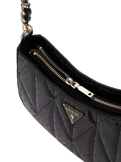 Guess Quilted Polyurethane Shoulder Bag In Black