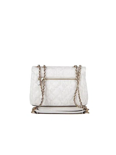 Guess Quilted Polyurethane Shoulder Bag In White