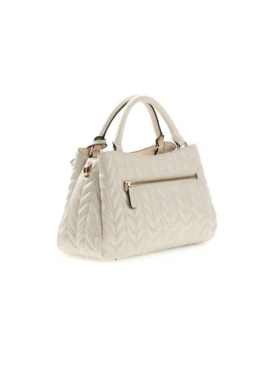Guess Quilted Polyurethane Top Handle Bag In Beige