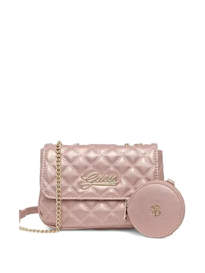 Guess Kids' Quilted Shoulder Bag In Pink