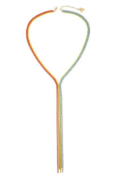 Guess Rainbow Crystal Y-necklace In Gold