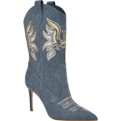 Guess Rasima Pointy Toe Western Boot In Blue