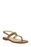 Guess Women's Reality Slingback G-elite T-strap Flat Sandals In Dark Natural