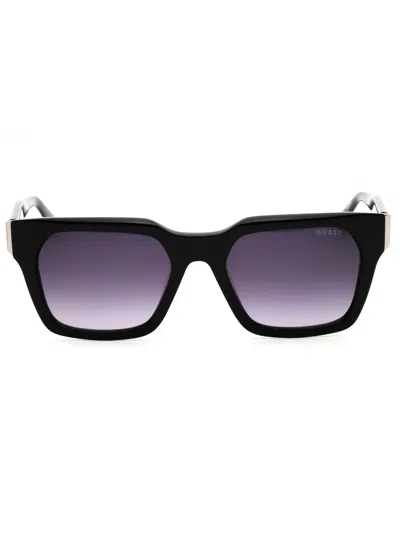 Guess Rectangular Acetate Mini Men's Sunglasses In Black