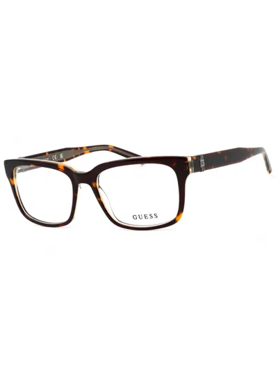 Guess Rectangular Men's Eyeglasses - Sleek Acetate Design In Brown