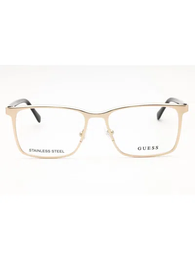 Guess Rectangular Metal Men's Eyeglasses In Gold