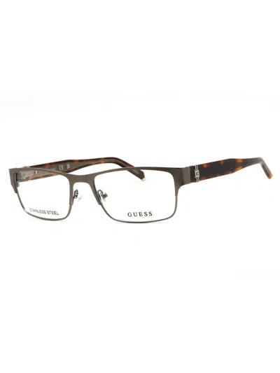 Guess Rectangular Metal Men's Eyeglasses - Gu50082 In Brown