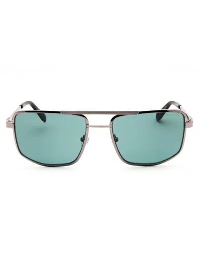 Guess Rectangular Metal Men's Sunglasses - Modern Elegance In Green