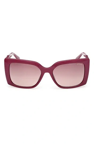 Guess Rectangular Sunglasses In Burgundy