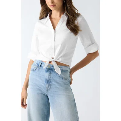 Guess Reeya Tie Front Poplin Shirt In White