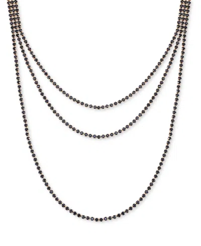 Guess Rhinestone Layered Tennis Necklace, 16" + 2" Extender In Black
