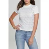 Guess Women's Rhinestone-logo Mock-neck Short-sleeve Top In Pure White