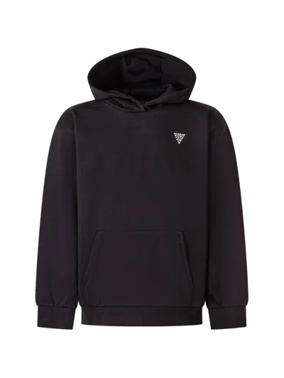 Guess Kids' Rhinestone-embellished Hoodie In Black