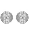 Guess Rhinestones Half-hoop Clip Pierce Earrings In Silver